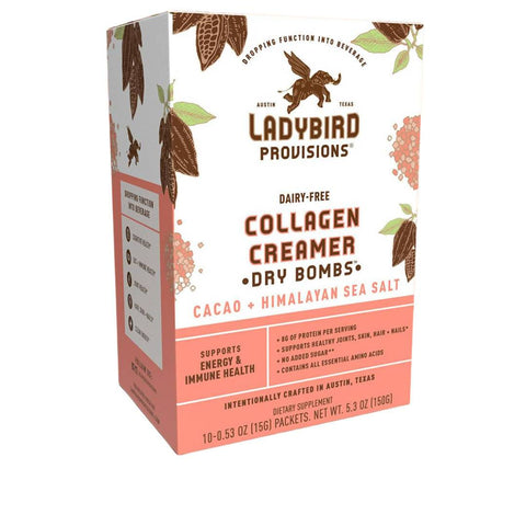 Collagen Creamer (Dairy-Free), Cacao + Himalayan Sea Salt Dry Bomb Packet Boxes - 6 Boxes (10 Packets each) by Farm2Me