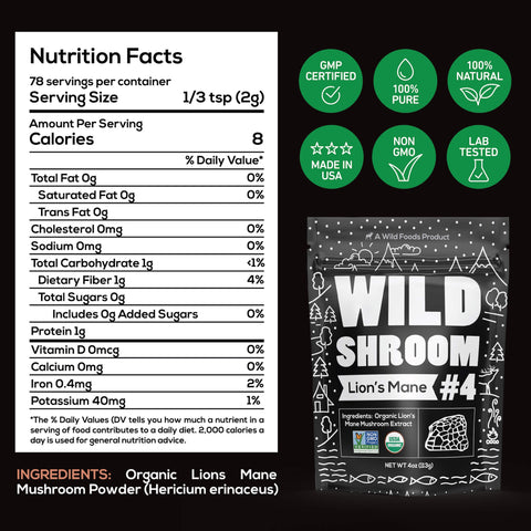 Shroom #4 Lion's Mane Mushroom Extract Case of 12 by Wild Foods