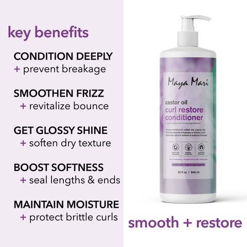 Maya Mari Castor Oil Curl Restore Conditioner - Sulfate Free Damage Repair & Moisture Seal for Dry Coarse Hair, 32 fl oz by  Los Angeles Brands