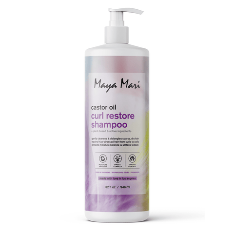 Maya Mari Castor Oil Curl Restore Shampoo - Sulfate Free Damage Repair & Moisture Seal for Dry Coarse Hair, 32 fl oz by  Los Angeles Brands