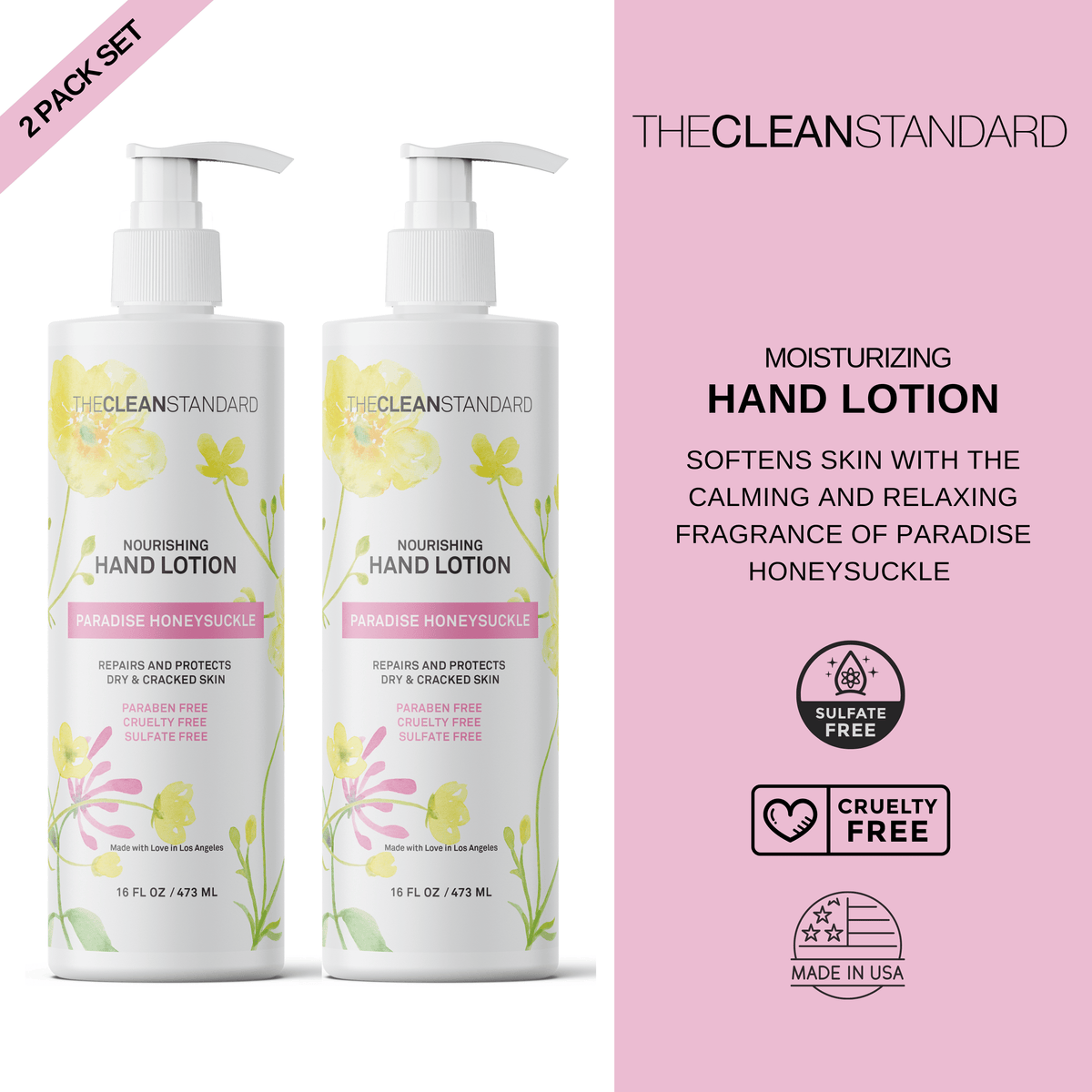 Moisturizing Hand Lotion for Dry Skin and Moisturizer with Shea Butter | Hydrating Non Greasy Hand Cream for Women and Men by THE CLEAN STANDARD | 2 Bottle Set x 16 fl oz with Lotion Pump by  Los Angeles Brands