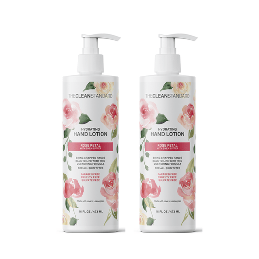 Moisturizing Hand Lotion for Dry Skin and Moisturizer with Shea Butter, Rose Flower Oil | Hydrating Non Greasy Hand Cream for Women and Men by THE CLEAN STANDARD | 2 Bottle Set x 16 fl oz with Lotion Pump by  Los Angeles Brands