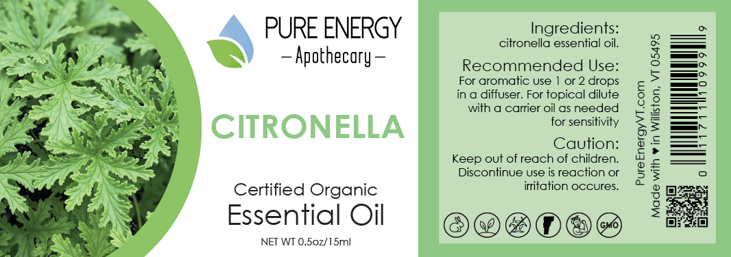 Essential Oil - Citronella 15ml (0.5oz) by Pure Energy Apothecary