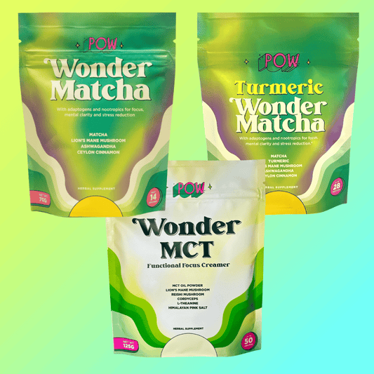 Wonder Trio: Matcha, Turmeric, MCT Focus Creamer (Save 15%) by Pow