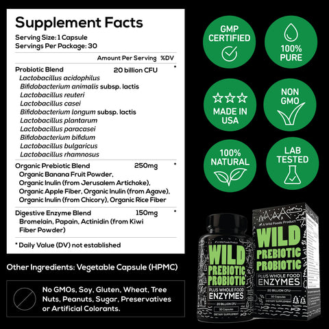 Wild Prebiotic & Probiotic with Digestive Enzymes, Case of 10 by Wild Foods