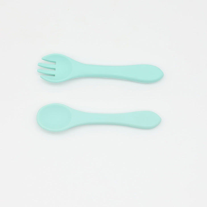 Baby Food Grade Complementary Food Training Silicone Spoon Fork Sets by MyKids-USA™