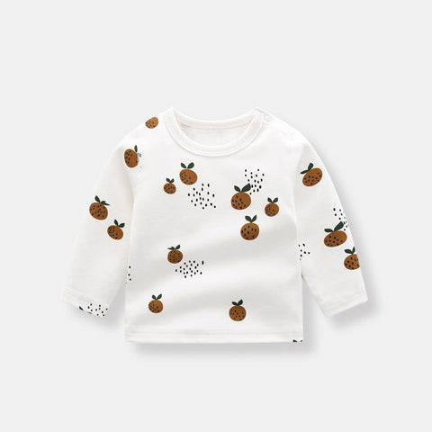 Baby Allover Fruit Graphic 100% Pure Organic Cotton Side Snap Button Tops by MyKids-USA™