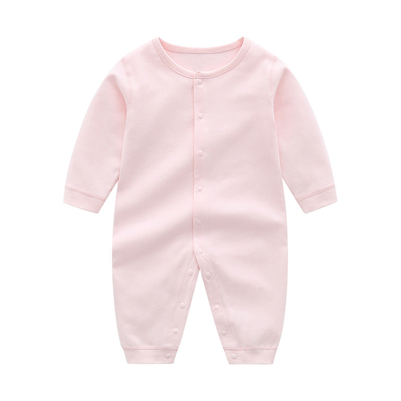 Baby Solid Color Full Button Front Design Organic Cotton Jumpsuit by MyKids-USA™