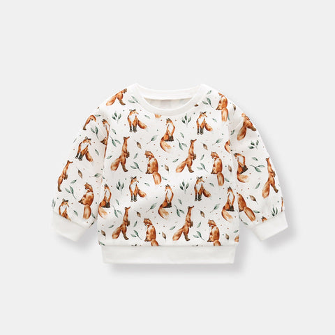 Baby 1pc Organic Cotton Allover Fox Graphic Longsleeve Hoodie by MyKids-USA™