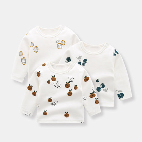 Baby Allover Fruit Graphic 100% Pure Organic Cotton Side Snap Button Tops by MyKids-USA™