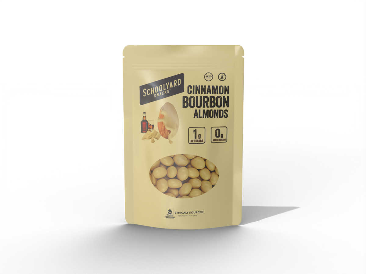 School Yard Snacks Keto Cinnamon Bourbon Almonds 3.25oz Bag (4 PACK) by Better Than Good Foods