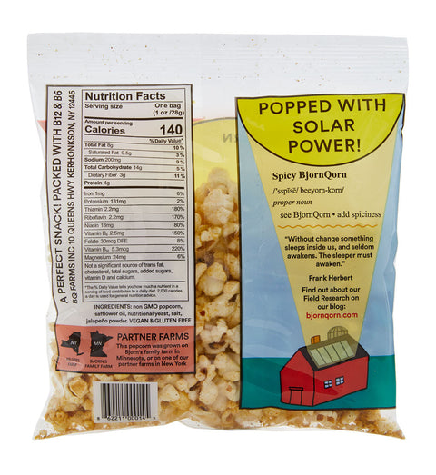 Bjorn Qorn Spicy Popcorn Bags - 15-Pack x 1oz Bag by Farm2Me