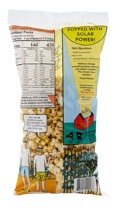 Bjorn Qorn Spicy Popcorn Bags - 12-Pack x 3oz Bags by Farm2Me