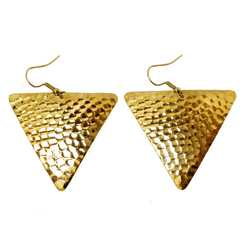 Hammered Triangle Dangle Earrings by The Urban Charm