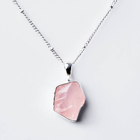 Rose Quartz Raw Crystal Necklace by Tiny Rituals