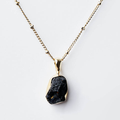 Black Tourmaline Raw Crystal Necklace by Tiny Rituals