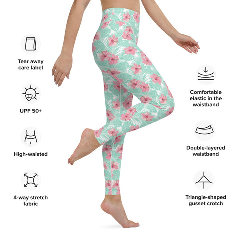 Women's Tropical Island Floral Yoga Leggings by Tropical Seas Clothing