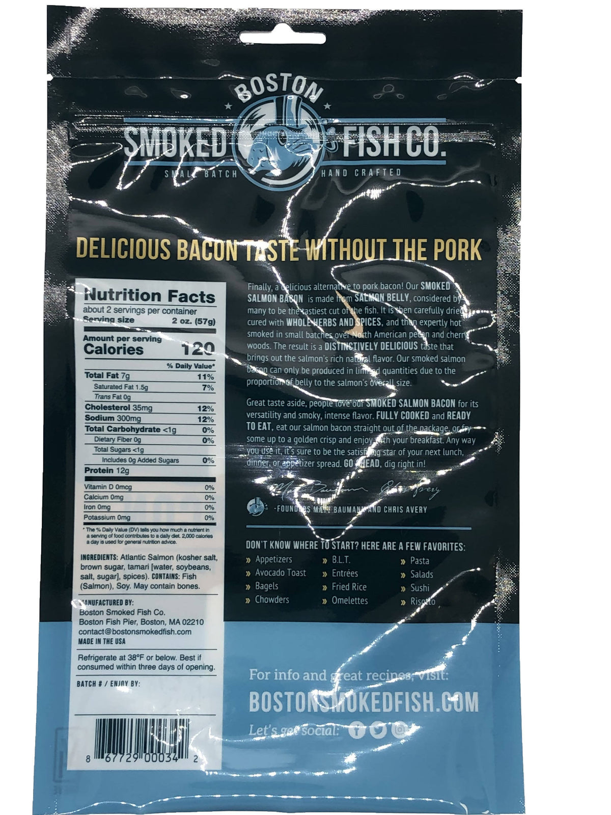 Salmon Bacon (Hot Smoked Belly) - 12 x 3 oz by Farm2Me