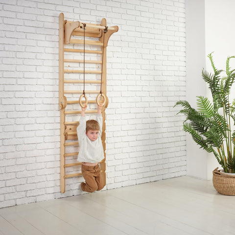 Wooden Swedish Wall / Climbing ladder for Children + Swing Set by Goodevas