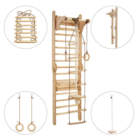 Wooden Swedish Wall / Climbing ladder for Children + Swing Set by Goodevas